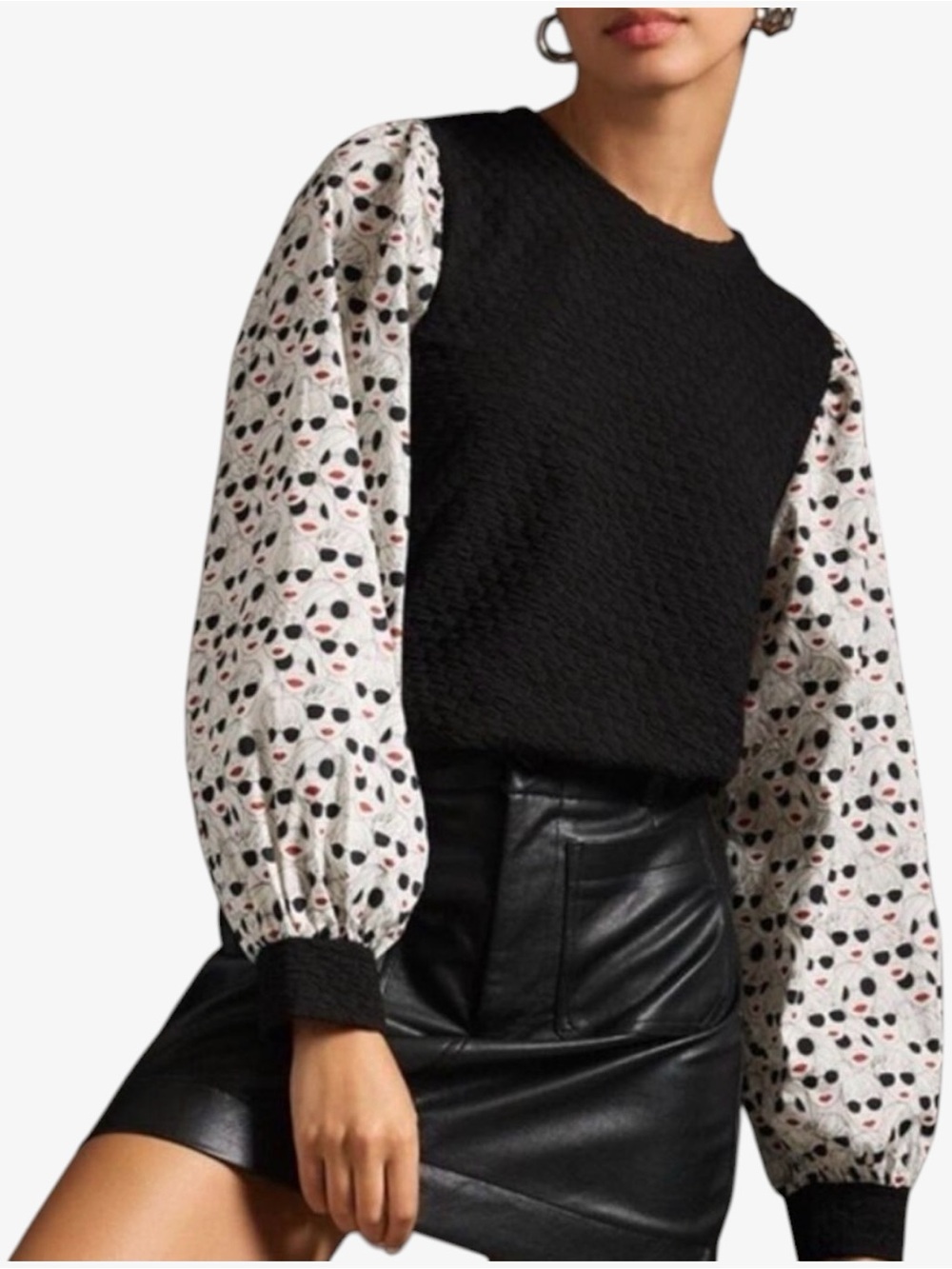 Porridge Anthropologie Puff Balloon Sleeve Quilted Blouse NWT White Black Small